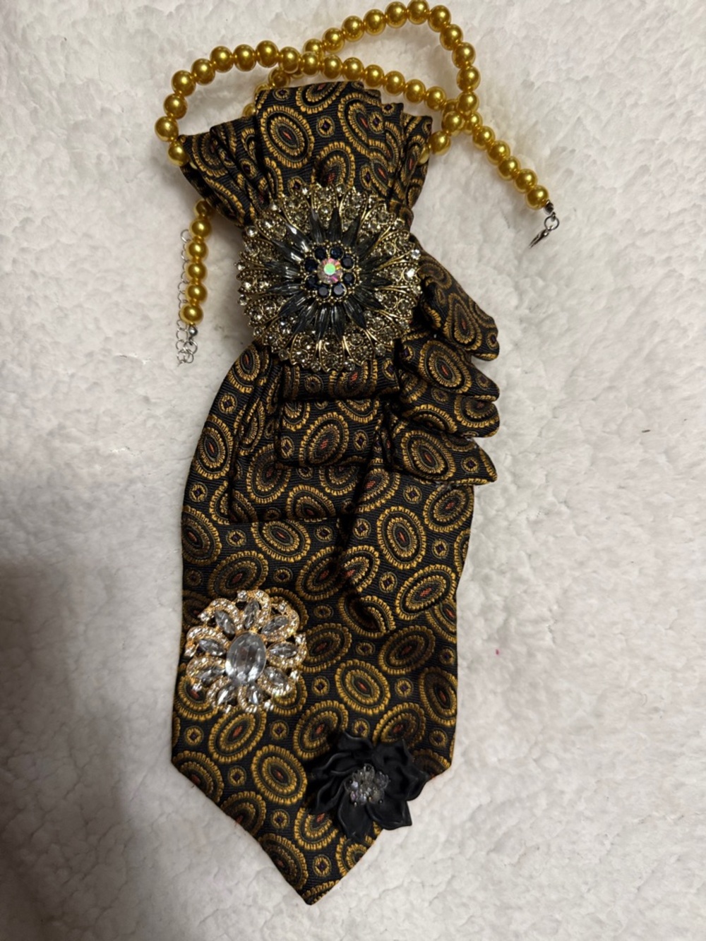 Embellished Black & Gold Paisley Neck Accessory Necklace.